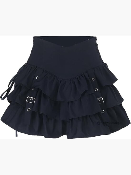 Dresses & Skirts - Gothic Ruffle Mini Skirt, Layered Punk Style, Premium Fabric, Versatile Wear